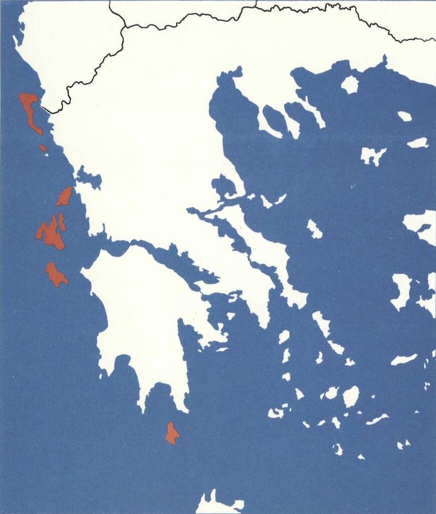 Χάρτης της Ελλάδος με τα Ιόνια Νησιά