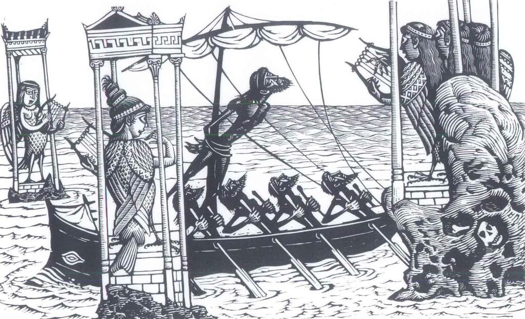Στο νησί των Σειρήνων (Χαρακτικό)